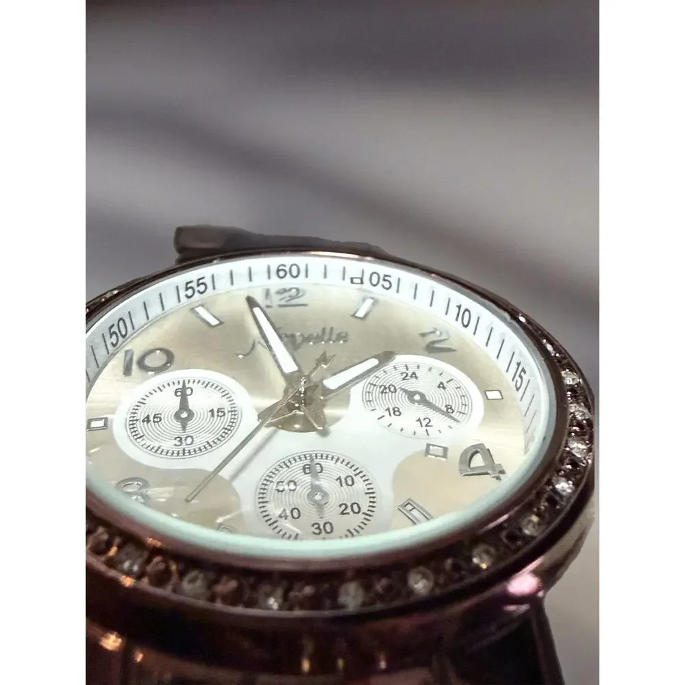 Crystal Bezel Chocolate Tone Watch Novelle | Elegant Rhinestone Accent